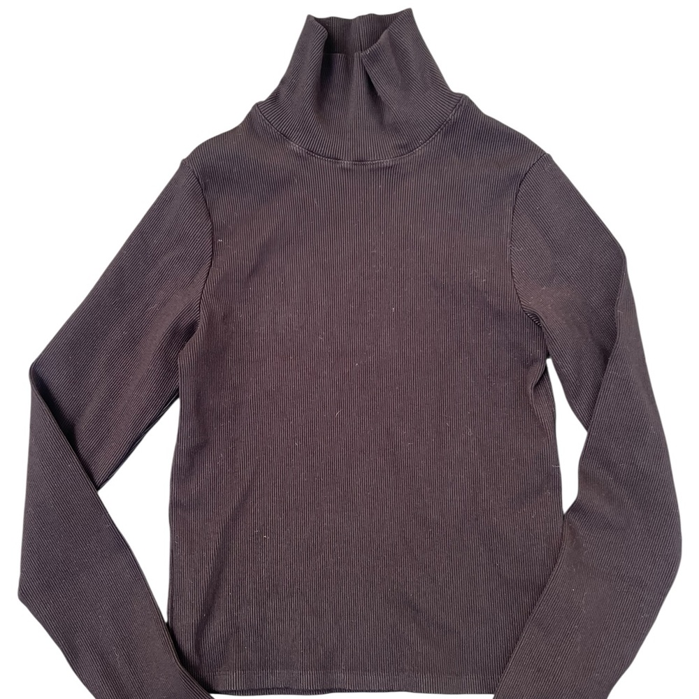 DONNI. Black Ribbed Turtleneck Top - Picture 4 of 7